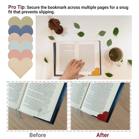 Heart-Shaped Leather Bookmark- random color - Picture 5 of 5